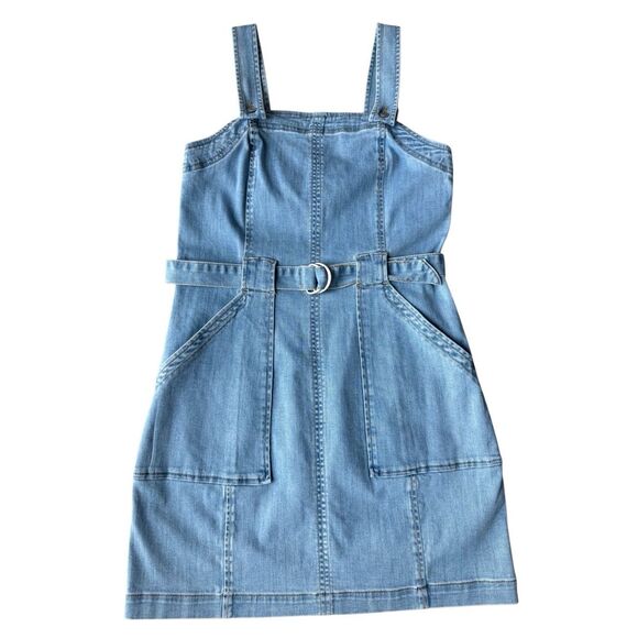 American Eagle Super Stretch Denim Overall Mini Dress Size 8 - Picture 4 of 11